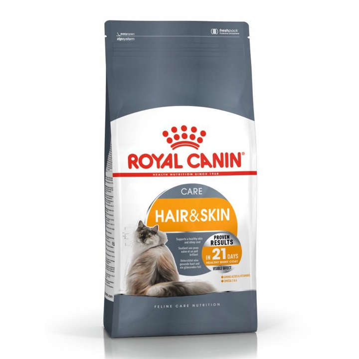 Hrana uscata pisica Royal Canin Hair&Skin Care Adult, pentru o piele si o blana sanatoasa, cantitate 10 kg