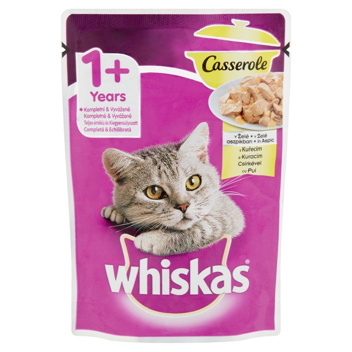 Hrana umeda pentru pisici Whiskas, pentru junior, cu aroma de carne de pasare, cantitate 100g
