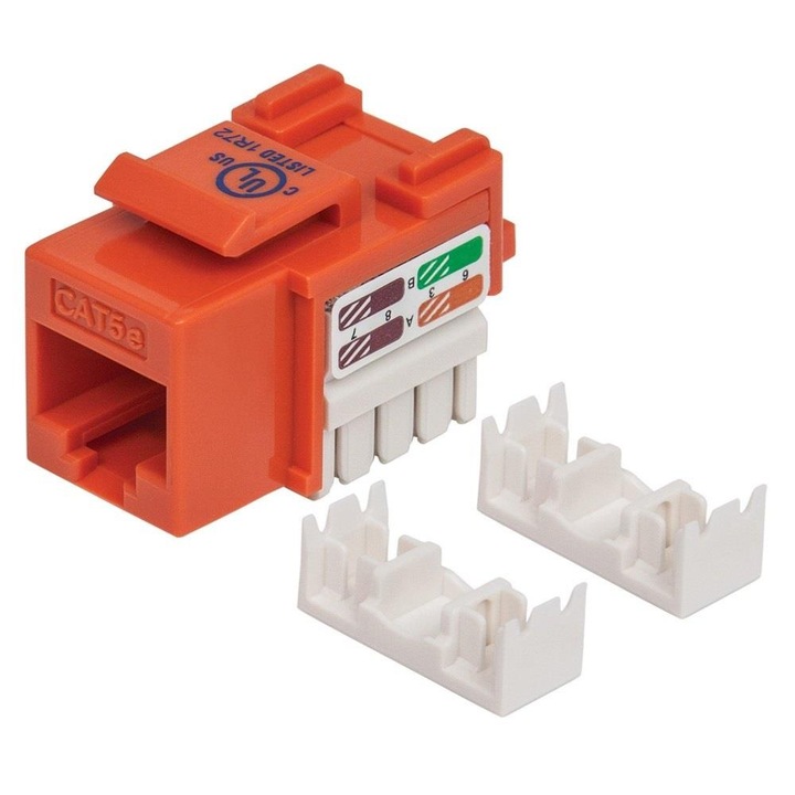 Модул Keystone Intellinet, RJ45, UTP, Cat. 5e, оранжево, бяло
