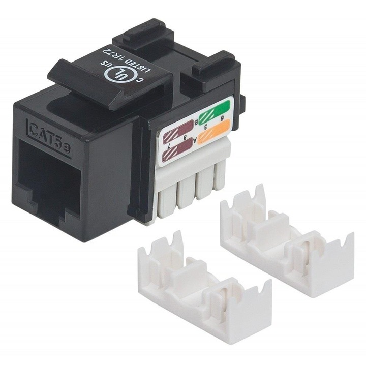 Модул Keystone Intellinet, RJ45, UTP, Cat. 5e, черно, бяло