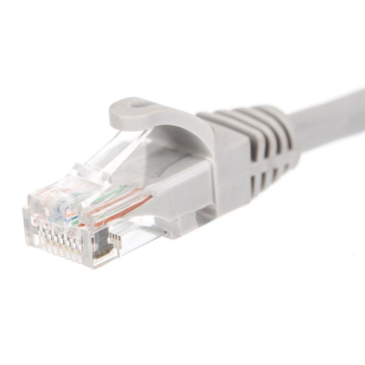 Cablu de corectie RJ45 Netrack, UTP, Cat. 5e, 5 m, Transparent, Gri