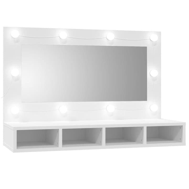 Dulap cu oglinda si LED vidaXL, alb, 90x31,5x62 cm
