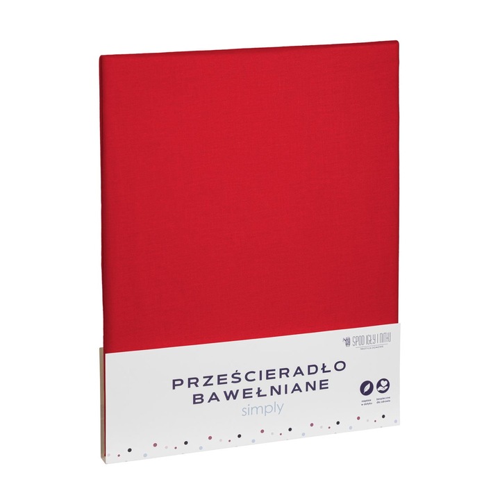Cearceaf de pat Simply, Spod Igły i Nitki, Bumbac, 220 x 200 cm, Rosu