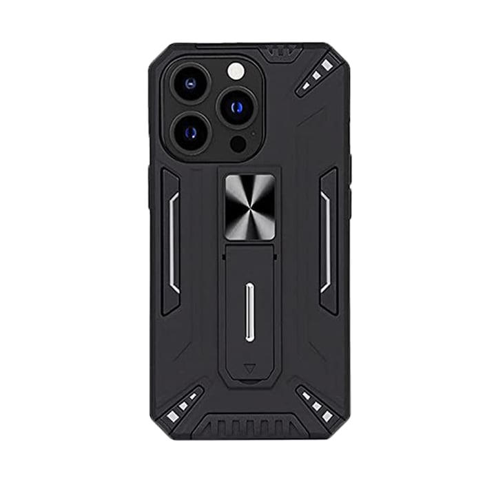Husa de protectie pentru Apple Iphone 13 Pro Max, Shock Armor Case, Hybrid Design, Tank Stand, Camera Protection, Negru