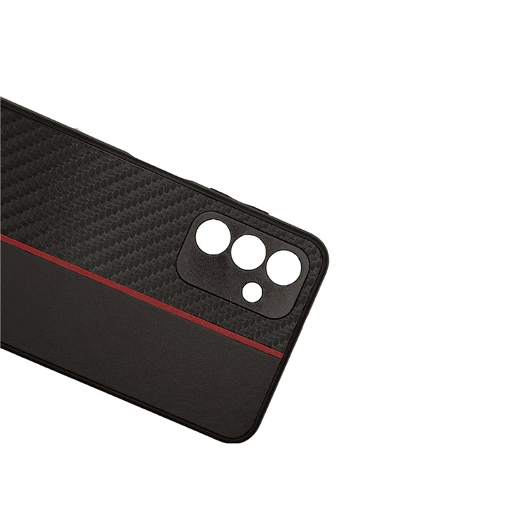 Karbon tok Samsung Galaxy A13 5G telefonhoz, TPU Ultra Protect Slim Anti-Shock, szénszálas, piros csík