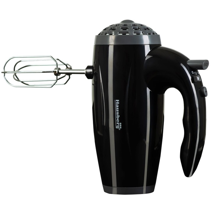 Ръчен миксер Hausberg HB-4119NG, 5 скорости, мощност 300W, меден мотор, Черен