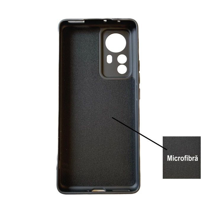 Калъф, съвместим с Xiaomi 12 X NEW Liquid Silicone с черна микрофибърна вътрешност