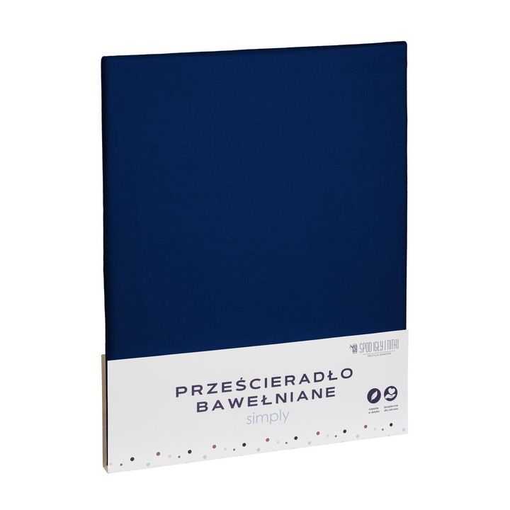 Чаршаф Spod Igły i Nitki, Памук, 140x200 см, Тъмно син