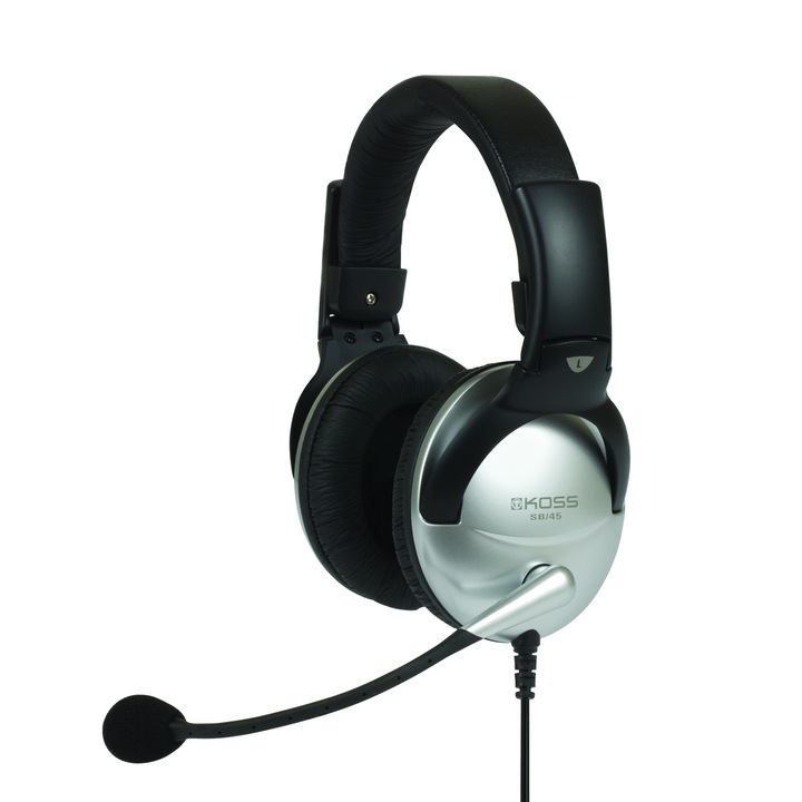 Casti cu microfon Koss SB45, Negru/Argintiu