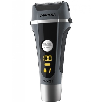 Aparat de ras Carrera 421, 2 lame cu arcuri, sistem 3 track, Incarcare usb, umed-uscat, Li-Ion, aAfisaj digital, Negru Aparat de ras Carrera 421, 2 lame cu arcuri, sistem 3 track, Incarcare usb, umed-uscat, Li-Ion, aAfisaj digital, Negru