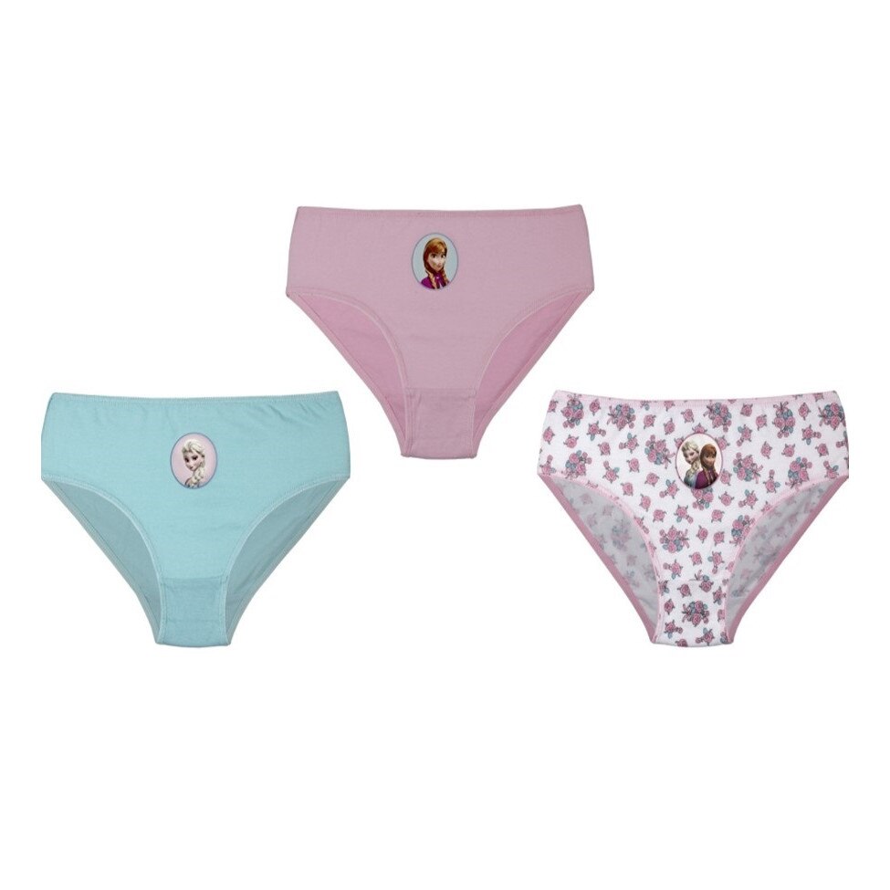 Set 3 perechi chilotei, fete, Disney Frozen, Anna si Elsa, Bleu/Alb/Roz, Bleu/Alb/Roz, 122-128 CM