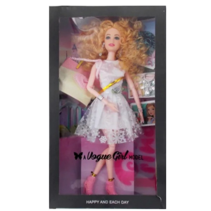 OEM Blonde Fashion baba, 30 cm, műanyag, táskával