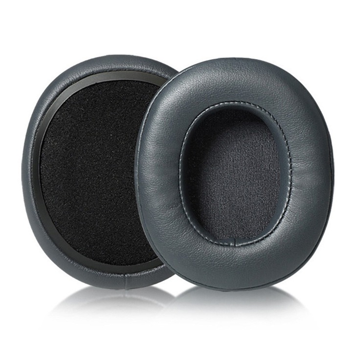 Комплект от 2 резервни гъби за Skullcandy Crusher ANC / EVO / 3.0 / 2.0 / 360 / Hesh 3 / ANC / EVO / Venue Wireless Over-Ear слушалки, Тъмносиво, Екологична кожа