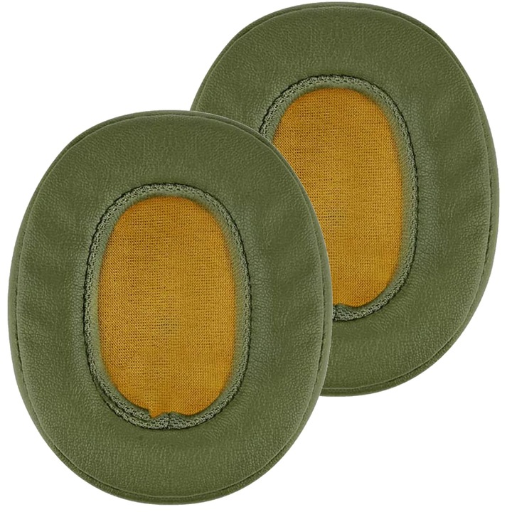 Set 2 bureti de schimb pentru casti Skullcandy Crusher ANC / EVO / 3.0 / 2.0 / 360 / Hesh 3 / ANC / EVO / Venue Wireless Over-Ear, Verde, Piele ecologica