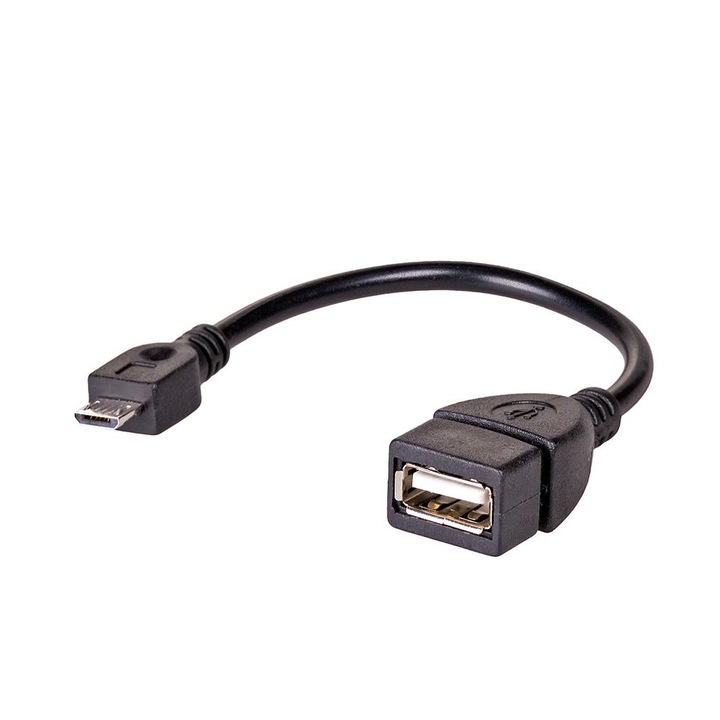 Cablu adaptor OTG, Akyga, AK-AD-09, USB A la Micro USB B, 0.15m, Negru