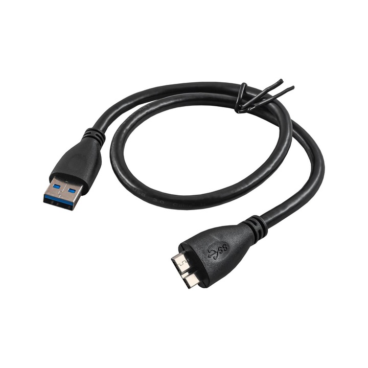 Кабел за данни и зареждане, Akyga, AK-USB-26, USB 3.0 към micro USB B 3.0, 0,5 м, черен