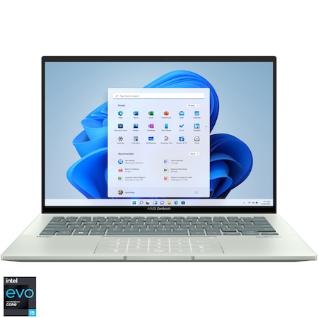 Laptop ultraportabil ASUS ZenBook UX3402ZA-KP540W cu procesor Intel Core i5-1240P pana la 4.4 Ghz, 14" WQXGA, 16GB, 1TB SSD, Intel Iris Xe Graphics, Windows 11 Home, Aqua Celadon