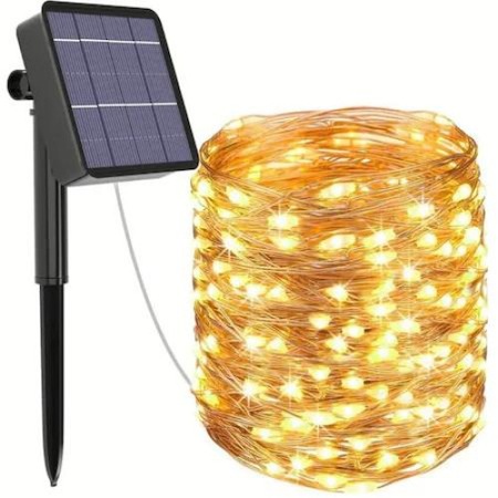 Светещ гирлянд с лед соларен заряд рози led, 8 режима, 100 светодиода ...
