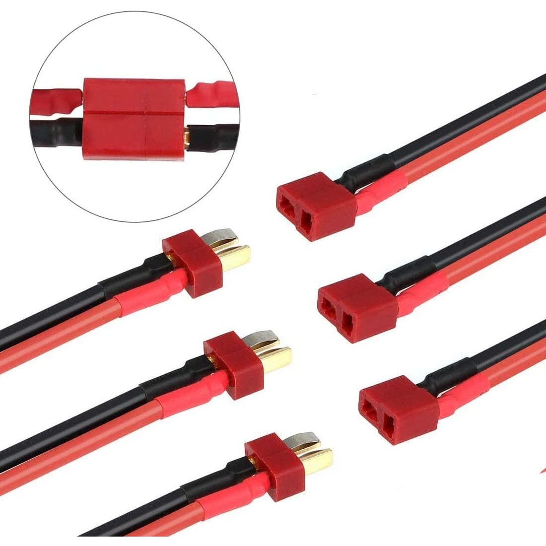 3x RC-Verbindungskabel Mit Deans-Stecker – 14AWG Silikondraht, Je 10 Cm | Für Akku-Anschlüsse, Rot
