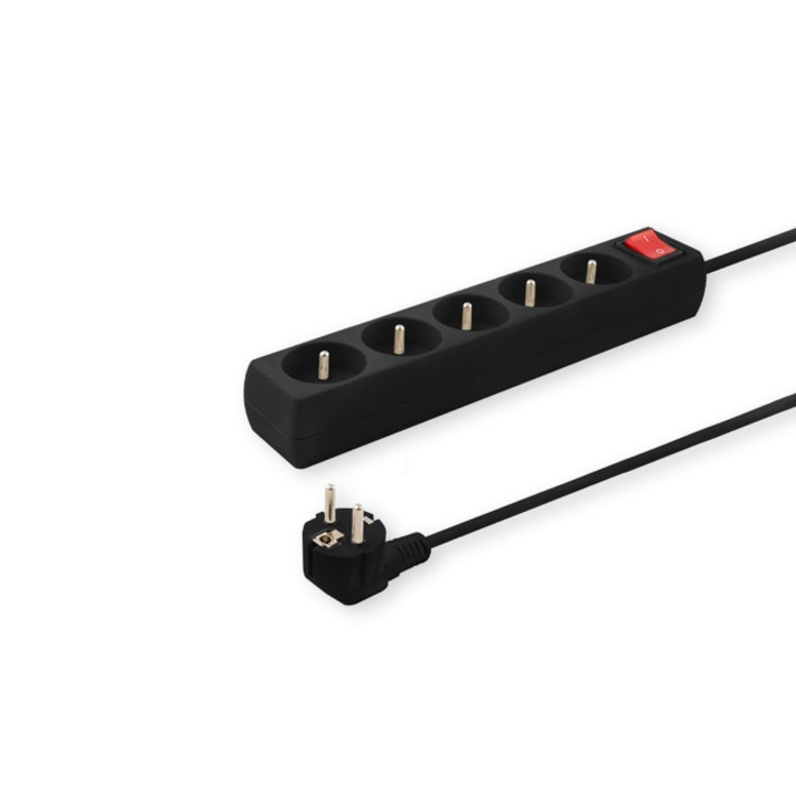 Удължител, Савио, 5 м, 5 гнезда, Черен