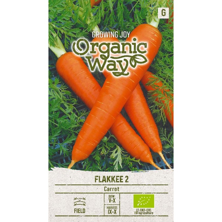 Seminte ecologice, Morcovi Flakkee 2, Organic Way, plic, 2 grame
