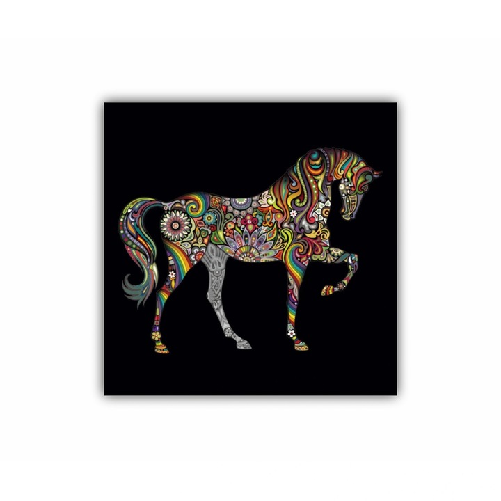 Vászonfestmény, 1 db, Unicorn szivárvány 0001, UV nyomat PREMIUM COTTON vászonra és fa keretre feszítve, 60X60 cm