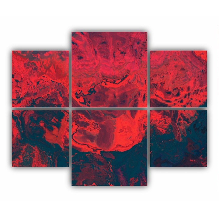 6 db-os Multicanvas Festmény készlet, 0008-as vörös-feketével festett olajfesték, UV-nyomat PREMIUM COTTON vászonra és fa keretre feszítve, 100X80 cm