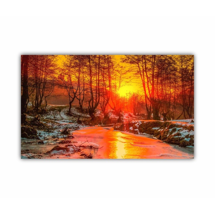 Vászonfestmény, 1 db, Cindrel river, Cisnadioara - ROBERTO SORIN 0023, UV nyomat PREMIUM COTTON vászonra és fa keretre feszítve, 100X60 cm