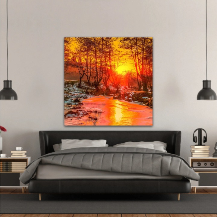 Vászonfestmény, 1 db, Hamupipőke folyó, Cisnadioara - ROBERTO SORIN 0023, UV nyomat PREMIUM COTTON vászonra és fa keretre feszítve, 100X100 cm