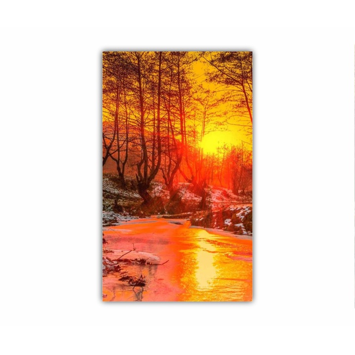 Vászonfestmény, 1 db, Cindrel river, Cisnadioara - ROBERTO SORIN 0023, UV nyomat PREMIUM COTTON vászonra és fa keretre feszítve, 90X150 cm