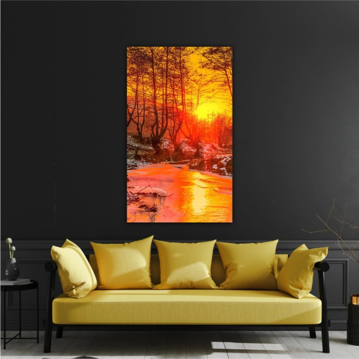 Vászonfestmény, 1 db, Cindrel river, Cisnadioara - ROBERTO SORIN 0023, UV nyomat PREMIUM COTTON vászonra és fa keretre feszítve, 90X150 cm