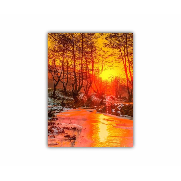 Vászonfestmény, 1 db, Cindrel river, Cisnadioara - ROBERTO SORIN 0023, UV nyomat PREMIUM COTTON vászonra és fa keretre feszítve, 30X40 cm