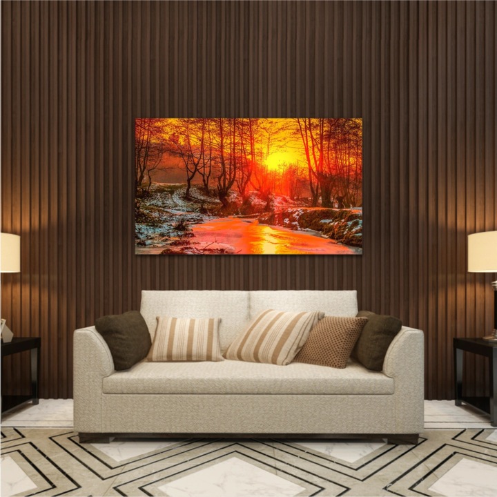 Vászonfestmény, 1 db, Cindrel river, Cisnadioara - ROBERTO SORIN 0023, UV nyomat PREMIUM COTTON vászonra és fa keretre feszítve, 100X60 cm