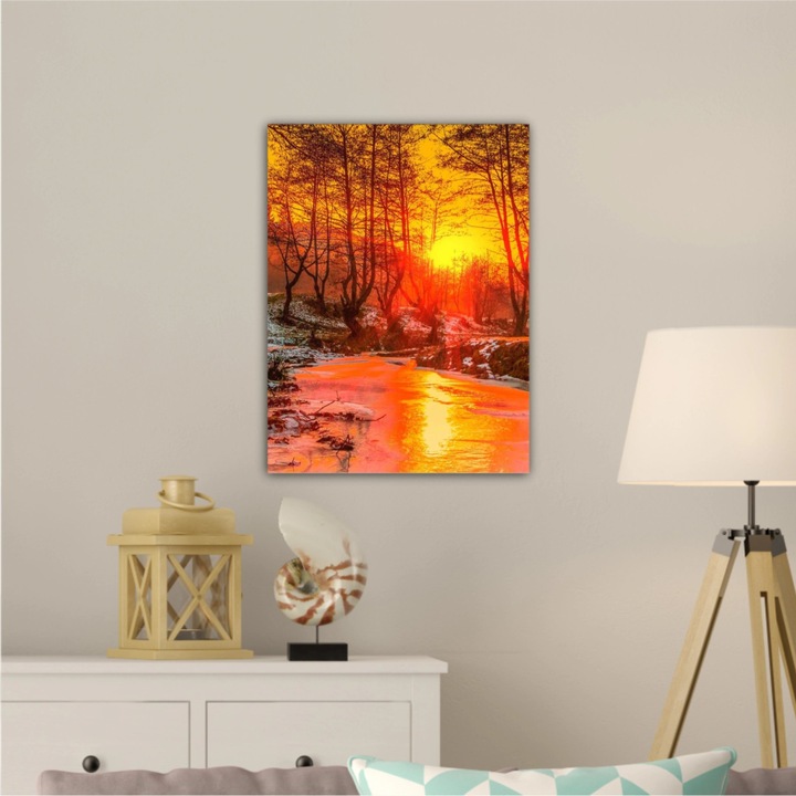 Vászonfestmény, 1 db, Cindrel river, Cisnadioara - ROBERTO SORIN 0023, UV nyomat PREMIUM COTTON vászonra és fa keretre feszítve, 30X40 cm