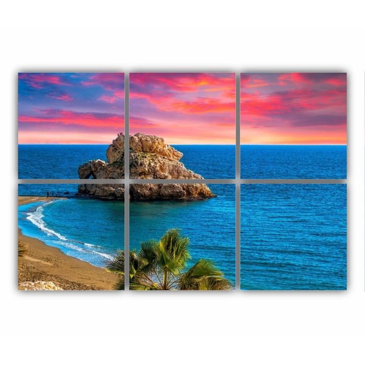 6 db-os Multicanvas festmény készlet, Penon del Cuervo, Malaga, Spanyolország - ROBERTO SORIN 0025, UV nyomat PREMIUM COTTON vászonra és fa keretre feszítve, 120X80 cm