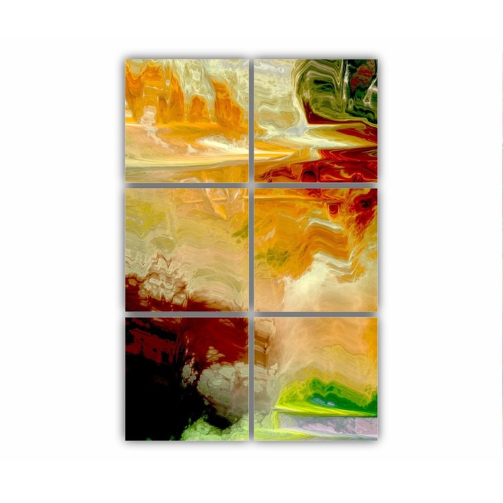 6 db-os Multicanvas festmény készlet, absztrakt színes illusztráció 1 - ROBERTO SORIN 0032, UV nyomattal PREMIUM COTTON vászonra és fa keretre feszítve, 80X120 cm