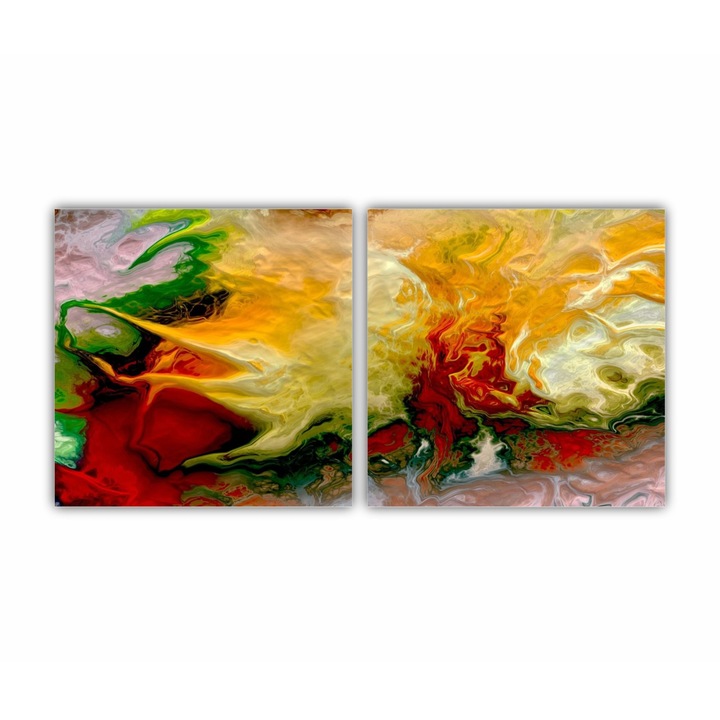 2 db multivászon festmény készlet, absztrakt színes illusztráció 2 - ROBERTO SORIN 0033, UV nyomat PREMIUM COTTON vászonra és fa keretre feszítve, 160X80 cm