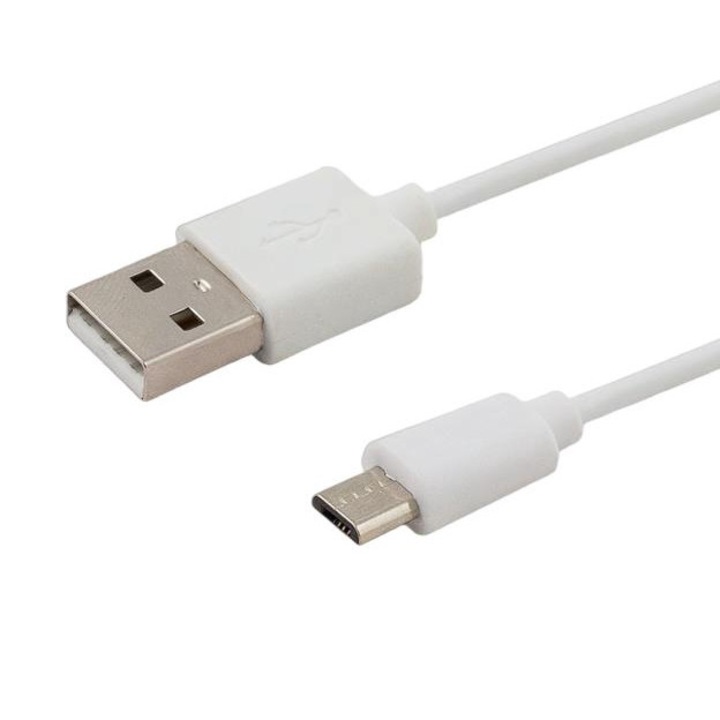 Adatátviteli és töltőkábel, Savio, CL-123, USB 2.0 - Micro USB-B 2.0, 2.1A, 1m, Fehér