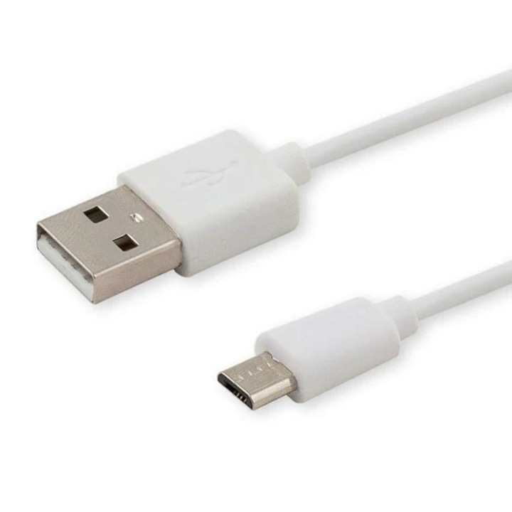 Cablu transfer date si incarcare, Savio, CL-123, USB 2.0 la Micro USB-B 2.0, 2.1A, 1m, Alb
