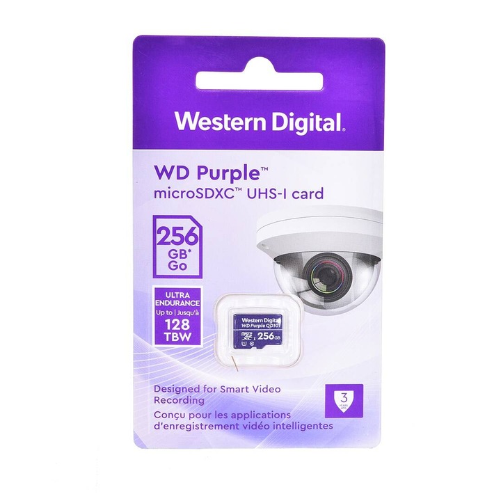 Card Microsd 256Gb, Seria Purple Ultra Endurance - Western Digital Wdd256G1P0C