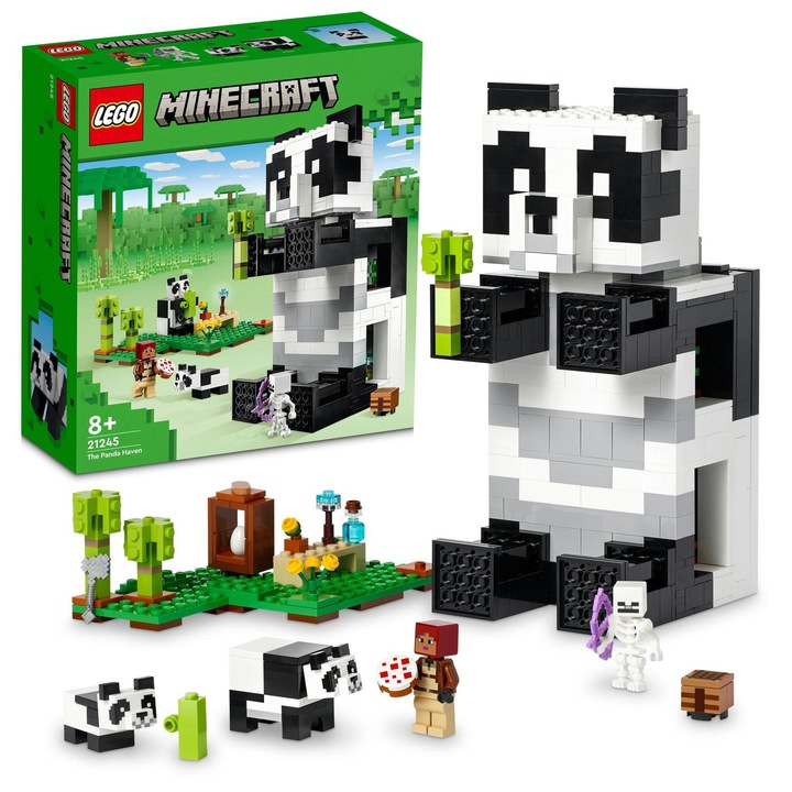 LEGO® Minecraft - Refugiul ursilor panda 21245, 553 piese