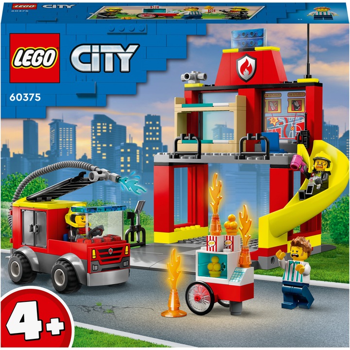 LEGO® City - Пожарна станция и пожарна кола 60375, 153 части