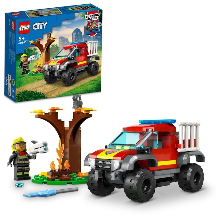 LEGO® City - Salvare cu masina de pompieri 4x4 60393, 97 piese
