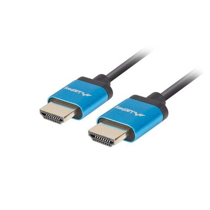 Кабел Lanberg, HDMI M/M V2.0, 4K, 1 м, Черен/Син