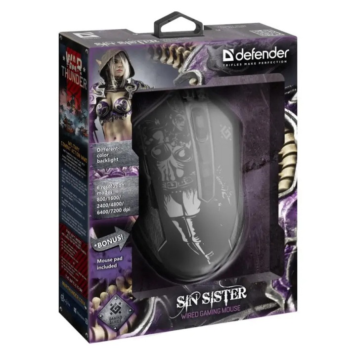 Defender játék egér és egérpad készlet, 7200 DPI