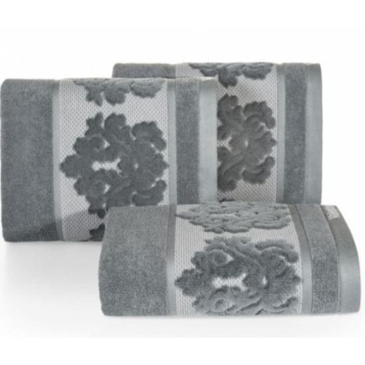 Prosop de baie Zoja 12310, Inny, Bumbac, 70x140 cm, Gri/Argintiu