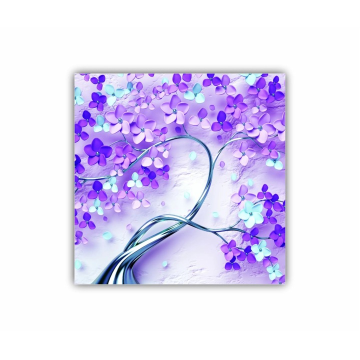Vászonfestmény, 1 db, Purple Flower Tree 0657, UV nyomat PREMIUM COTTON vászonra és fa keretre feszítve, 60X60 cm