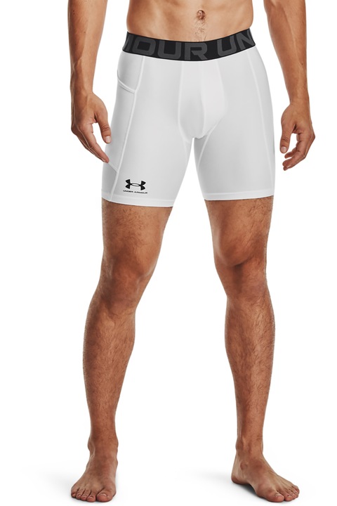 Under Armour, Colanti scurti de compresie pentru fitness HeatGear®, Negru stins/Alb optic