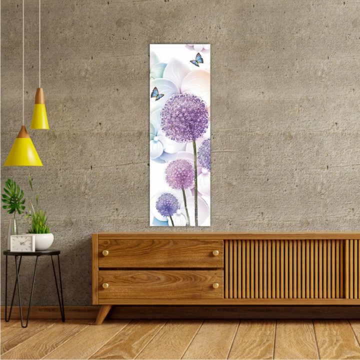 Vászonfestmény, 1 db, gyönyörű pitypang virágok 3D-s illusztrációja 0705, UV-nyomat PREMIUM COTTON vászonra és fa keretre feszítve, 40X120 cm