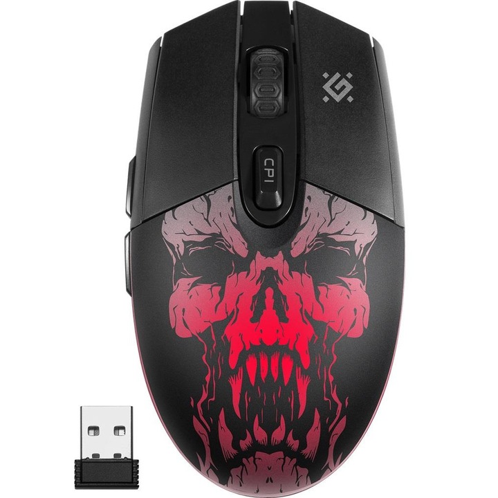 Mouse wireless gaming Defender, 1600 DPI, Negru